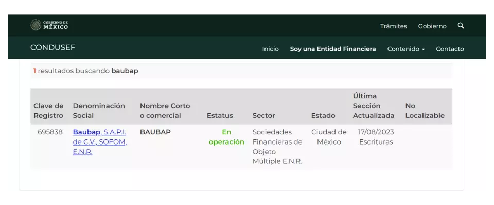 Baubap regulada por CONDUSEF